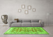 Machine Washable Oriental Green Traditional Area Rugs in a Living Room,, wshtr3519grn