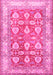 Machine Washable Oriental Pink Traditional Rug, wshtr3519pnk