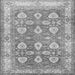 Round Machine Washable Oriental Gray Traditional Rug, wshtr3519gry