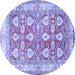 Round Machine Washable Oriental Blue Traditional Rug, wshtr3519blu