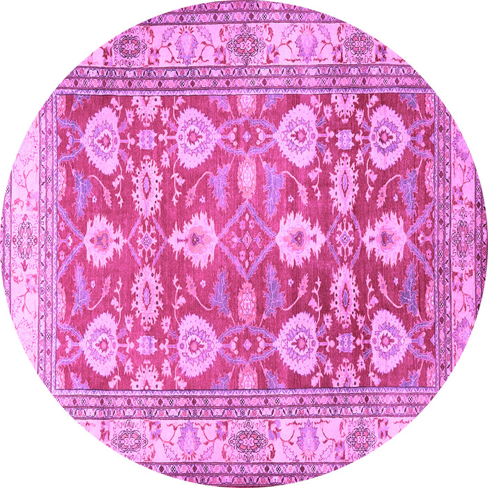 Round Machine Washable Oriental Purple Traditional Area Rugs, wshtr3519pur