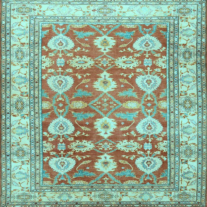 Square Machine Washable Oriental Light Blue Traditional Rug, wshtr3519lblu