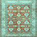 Square Machine Washable Oriental Light Blue Traditional Rug, wshtr3519lblu