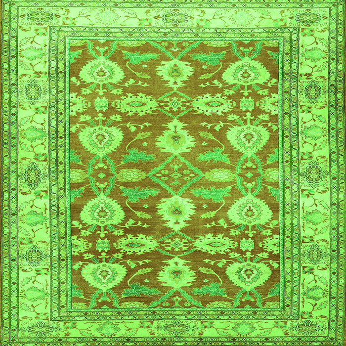 Serging Thickness of Oriental Green Traditional Rug, tr3519grn