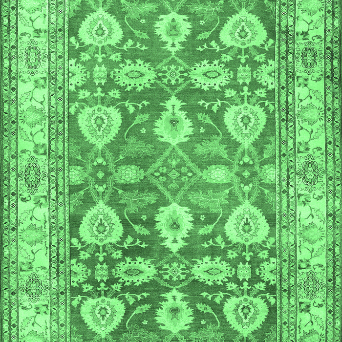 Machine Washable Oriental Emerald Green Traditional Area Rugs, wshtr3519emgrn