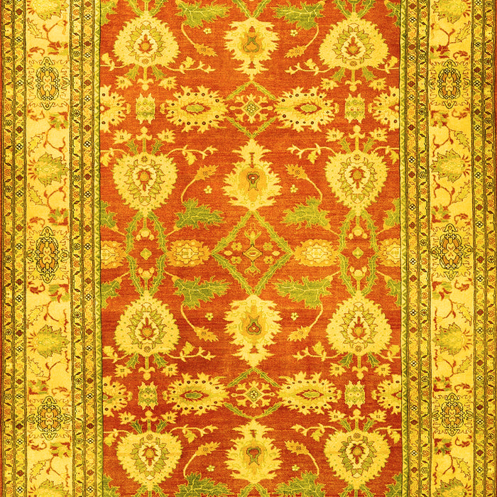 Machine Washable Oriental Yellow Traditional Rug, wshtr3519yw