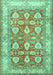 Machine Washable Oriental Turquoise Traditional Area Rugs, wshtr3519turq