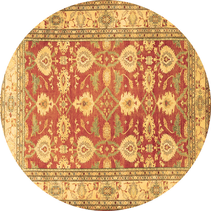 Round Oriental Brown Traditional Rug, tr3519brn