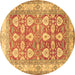 Round Oriental Brown Traditional Rug, tr3519brn