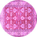 Round Oriental Purple Traditional Rug, tr3519pur