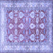 Square Machine Washable Oriental Blue Traditional Rug, wshtr3519blu