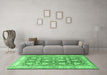 Machine Washable Oriental Emerald Green Traditional Area Rugs in a Living Room,, wshtr3519emgrn