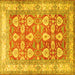 Square Machine Washable Oriental Yellow Traditional Rug, wshtr3519yw