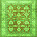 Round Machine Washable Oriental Green Traditional Area Rugs, wshtr3519grn