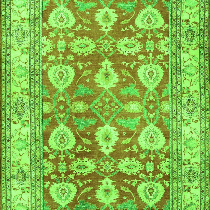 Serging Thickness of Machine Washable Oriental Green Traditional Area Rugs, wshtr3519grn