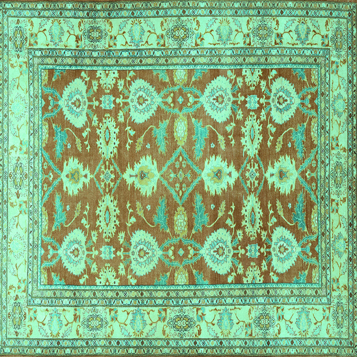 Square Machine Washable Oriental Turquoise Traditional Area Rugs, wshtr3519turq