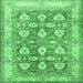 Square Machine Washable Oriental Emerald Green Traditional Area Rugs, wshtr3519emgrn