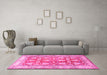 Machine Washable Oriental Pink Traditional Rug in a Living Room, wshtr3519pnk