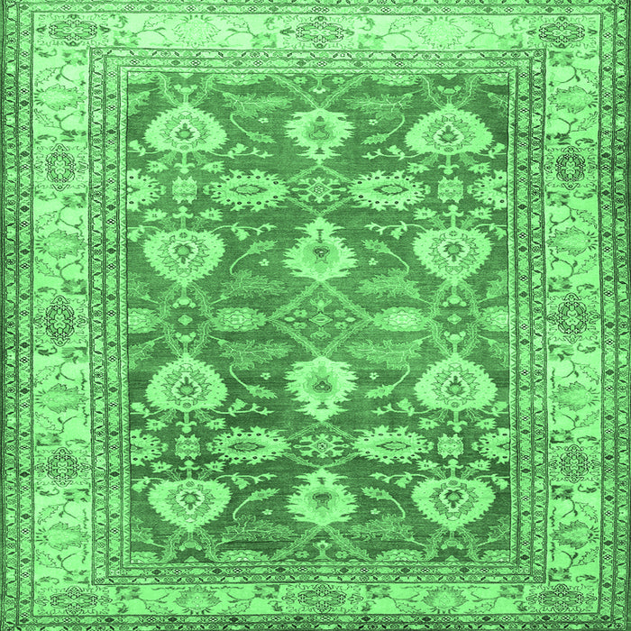 Square Oriental Emerald Green Traditional Rug, tr3519emgrn