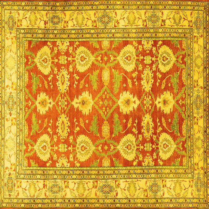 Square Oriental Yellow Traditional Rug, tr3519yw