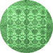 Round Persian Emerald Green Traditional Rug, tr351emgrn