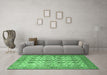 Machine Washable Persian Emerald Green Traditional Area Rugs in a Living Room,, wshtr351emgrn