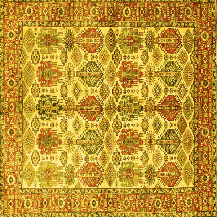 Square Persian Yellow Traditional Rug, tr351yw