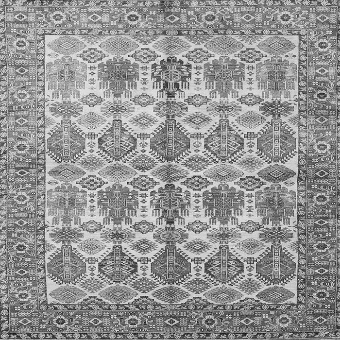 Round Machine Washable Persian Gray Traditional Rug, wshtr351gry