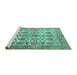 Sideview of Machine Washable Persian Turquoise Traditional Area Rugs, wshtr351turq