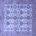 Square Machine Washable Persian Blue Traditional Rug, wshtr351blu