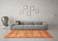 Machine Washable Persian Orange Traditional Rug, wshtr351org