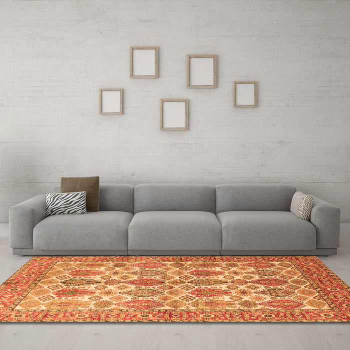 Machine Washable Persian Orange Traditional Area Rugs in a Living Room, wshtr351org