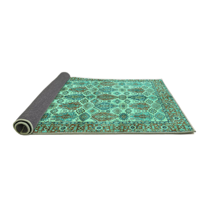 Sideview of Persian Turquoise Traditional Rug, tr351turq