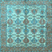 Square Machine Washable Persian Light Blue Traditional Rug, wshtr351lblu