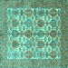 Square Machine Washable Persian Turquoise Traditional Area Rugs, wshtr351turq