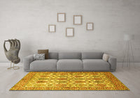 Machine Washable Persian Yellow Traditional Rug, wshtr351yw