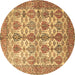 Round Persian Brown Traditional Rug, tr351brn