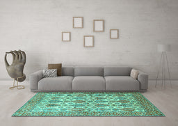 Machine Washable Persian Turquoise Traditional Area Rugs in a Living Room,, wshtr351turq