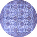 Round Machine Washable Persian Blue Traditional Rug, wshtr351blu