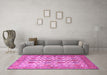 Machine Washable Persian Pink Traditional Rug in a Living Room, wshtr351pnk