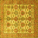 Square Machine Washable Persian Yellow Traditional Rug, wshtr351yw