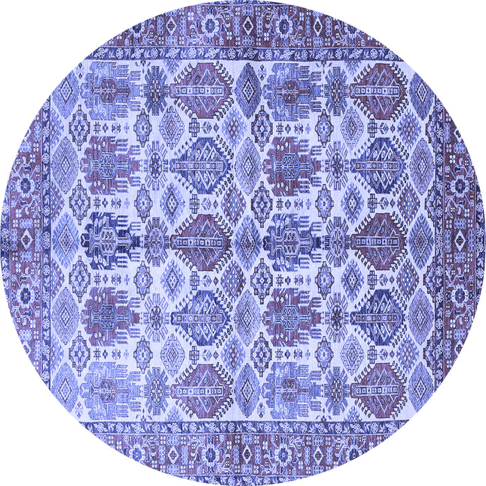 Round Persian Blue Traditional Rug, tr351blu