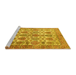 Sideview of Machine Washable Persian Yellow Traditional Rug, wshtr351yw
