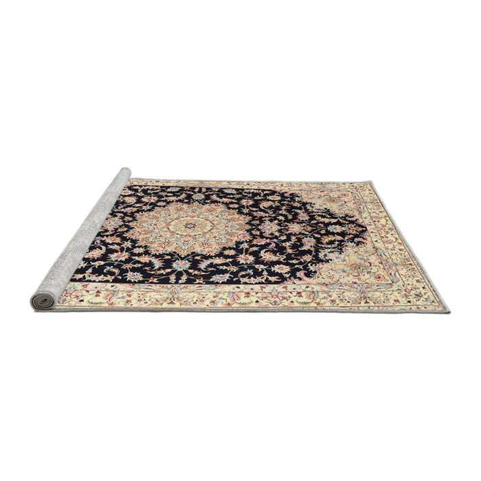 Sideview of Machine Washable Traditional Brown Rug, wshtr3520