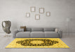 Machine Washable Persian Yellow Traditional Rug in a Living Room, wshtr3520yw