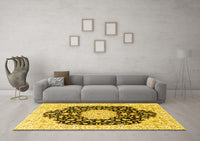 Machine Washable Persian Yellow Traditional Rug, wshtr3520yw