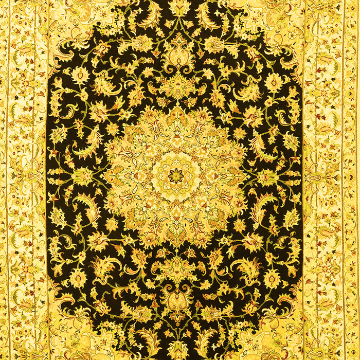 Machine Washable Persian Yellow Traditional Rug, wshtr3520yw