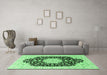 Machine Washable Persian Emerald Green Traditional Area Rugs in a Living Room,, wshtr3520emgrn