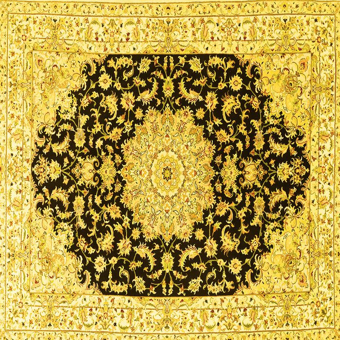 Square Persian Yellow Traditional Rug, tr3520yw