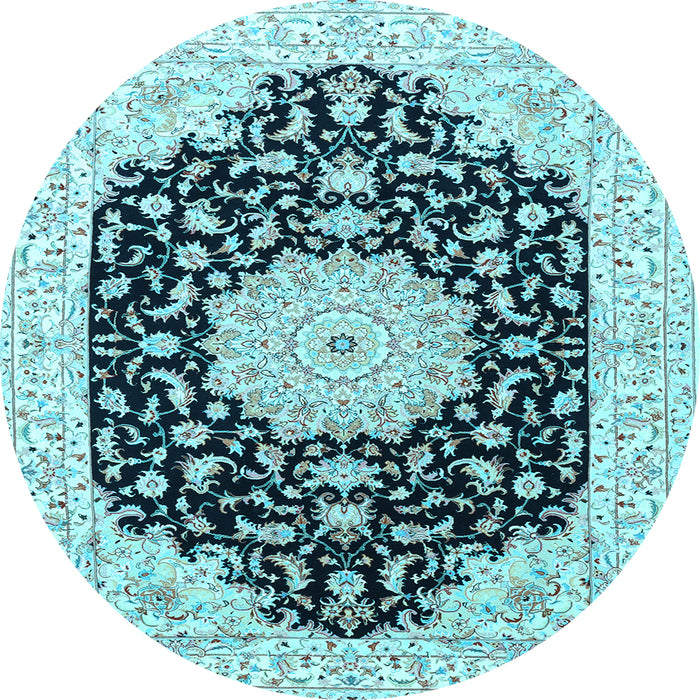 Round Persian Light Blue Traditional Rug, tr3520lblu